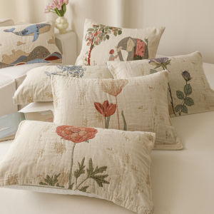 แฟชั่นพิมพ์หมอนผ้าขนหนูฉนวนกันความร้อนหมอนอุ่นกรณีปลอกหมอนล้างทําความสะอาดได้ (ไม่มีหมอน) 52x75 ซม