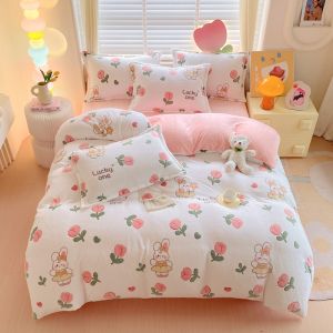 Winter Thickened Snowflake Velvet Four-Piece Set New 2025 Double-Sided Milk Velvet Duvet Cover Bed Sheet Set Warm Cartoon Design