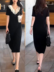 Váy Ngắn Tay Phong Cách Pháp Thời Trang Mùa Hè Mới Dành Cho Nữ Thiết Kế Ôm Sát Viền Bèo Nhún Váy Chữ a Cạp Cao