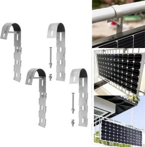 2/4 CÁI Móc Gắn Bảng Điều Khiển Năng Lượng Mặt Trời Bằng Thép Không Gỉ Cho Lan Can Ban Công Mô-đun Quang Điện Móc Gắn Bằng Thép Hợp Kim Với Lắp Đặt Nhanh Chóng