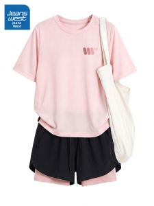 Jeanswest | Bộ Đồ Thể Thao Nữ Mùa Hè Màu Hồng Thoáng Khí Khô Nhanh Dáng Rộng Phong Cách Casual