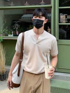 Ssumenam | Summer Style Short Sleeve T-Shirt V Neck