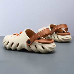 Mens Summer Anti-Slip Thick Bottom Hole Hole Shoes Driving Beach Casual Slip-On Sandals Comfortable Wear EVA Material