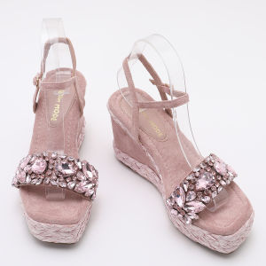 Trendin Mode Womens Velvet High Wedge Sandals 10cm Heel