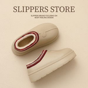 Dép Cotton Chống Thấm Nước Cho Nữ Mùa Thu Đông Ngoài Trời Chống Trượt Đế Dày Lót Lông Cừu Ấm Áp Dép Cotton Nữ Mùa Đông