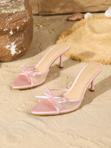 Slip-On Womens Mesh Stiletto Heels with an Elegant Bowknot Design for Comfort and Versatility