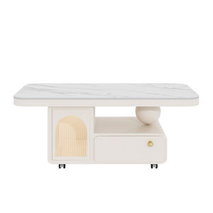 YIYOU | Cream Minimalist Multi-Functional Living Room Coffee Table with Storage