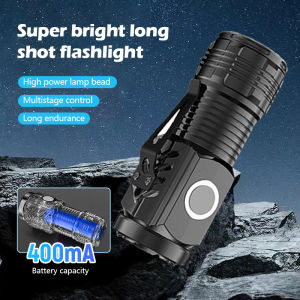 Mini Flashlight Rechargeable LED Flashlight Super Bright Waterproof Handheld Long-range Zoom Tactical LED Flashlight 5 Modes Built-in Battery Emergency Light