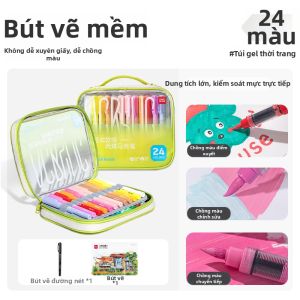 deli | Bút Lông Acrylic Đầu Mềm Mực Trực Tiếp Độ Phủ Cao Không Chảy Mực Có Thể Tô Lớp Cho Trẻ Em Vẽ DIY
