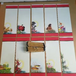 Bộ gồm 10 tờ giấy viết thư pháp KÈM 10 cặp nẹp treo  kích thước 20cm x 54cm. Văn phòng tứ bảo. Nghiêng giấy bút mực thư pháp