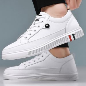 Casual Fashion Mens Shoes with Inner Heightening Soft Bottom Breathable Leather Upgraded Wear-Resistant Trendy Flat Heel