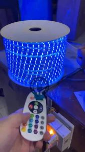 Led dây 5050 RGB 2 hàng bóng hắt trần cuộn 100M 220V chống nước (tặng bộ remote + nguồn khiển)