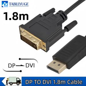 1.8-Meter DisplayPort DP to DVI Cable Driver Free Compatible with Windows 7/8/10 MacOS PC Computers and HDTV Monitors