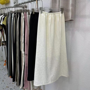 Spring Summer Vintage Chinese Style High Waist Midi Skirt with Floral Opening Slimming Straight Leg Design Versatile Fashionable Knee-Length Skirt