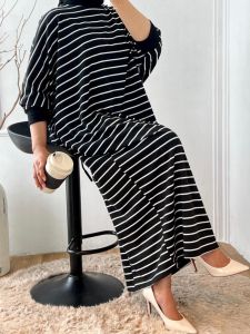 Dress Wanita Terbaru Big Size Babyterry Stripe Basic Hitam Oversize Jumbo