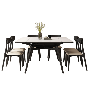 Modern Minimalist Extendable Solid Wood Rock Plate Dining Table Home Use Small Apartment Luxury Square Dining Table