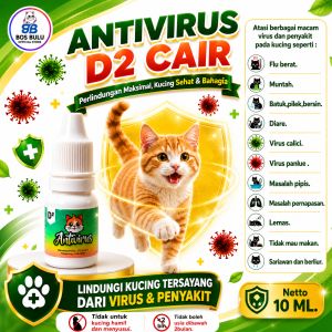 D2 cair obat virus calici panlue flu batuk pilek diare muntah kucing 10ml
