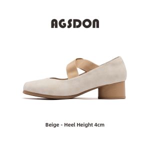 Agsdon | Ballet Style Mary Jane Single Shoes Coarse Heels