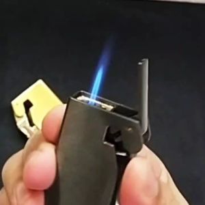 HQ 728 Jet Flame Lighter Creative Mechanical Metal Side Press On Fire Refillable Gas