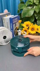 พัดลมตั้งโต๊ะ แบบพกพา มีแบตในตัว พับเก็บได้ ปรับแรงลมได้ 3 ระดับ ปรับมุมได้ 180° องศา