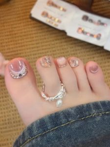 Summer Transparent Glowing Cat Eye Footwear Nails West Orange Aurora Sparkling Diamond Embedded Colorful Foot Nails Beauty Tools