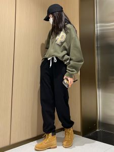 High Waist Straight Leg Loose Fit Slimming Cuffed Concealing Sports Casual Sweatpants Womens Harlan Pants Spring Autumn New Arrival