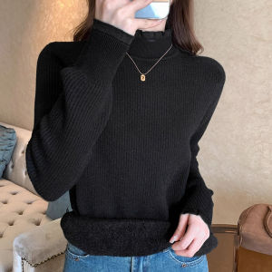 chaqi | Integrated Warmth Thick Lace Semi-High Neck Sweater