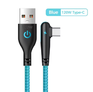 other | 120W USB To Type-C Fast Charging Cable 90Degree Elbow Design Nylon Braided Mobile Phone Data Cord For Huawei oppo Xiaomi Samsung