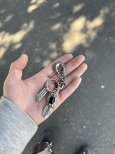 Natural Crystal Keychain High-End Retro Bag Pendant Fashion Metal Waist-Cord Accessory Clothing Matching Trendsetter