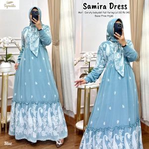 Dress maxy samira - ceruty babydoll full furing Ld 110 pj 140 busui free hijab