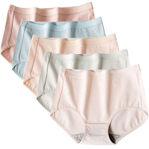 Sentexin 3/5PCS Women Mid-high Waist Cotton Panties Ladies Soft Briefs Plus Size Underpants Female Underwear M-3XL