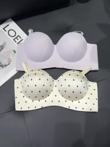 BANERDANNI Teen Lingerie Polka Dot Half Cup Dây Không Dây Push-Up Bra Liền Mạch Nữ Vòng Ngực Nhỏ Size 32-38AB