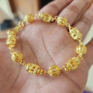 Gelang Bola Tabung Ukir Lapis Emas 24k