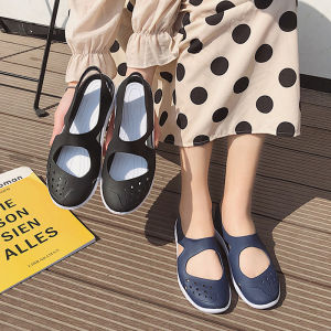 Sepatu Kebun VMAL รองเท้าส้นเตี้ยสไตล์เกาหลีสำหรับผู้หญิงรองเท้าแตะชายหาด Sepatu Kebun รองเท้าเจลลี่ผู้หญิงรองเท้าแตะสีลูกอมกลวงรองเท้าแตะกันน้ำรองเท้าแตะชายหาด 36-40