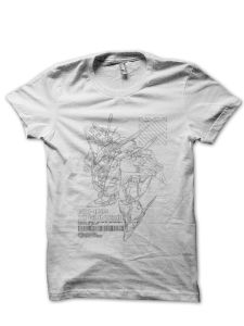 Bandai | RX-105 Xi Gundam Line Art White T-Shirt Minimalist Mecha Drawing with Barcode Tech Spec Text Anime Graphic Cotton Tee