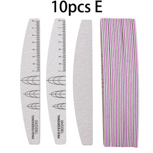 Nail File Buffer 100/180/240 Grit Half Moon Nail Files Double Side Sandpaper Nail Sanding Grinding Gel Nail Polish Manicure Tool
