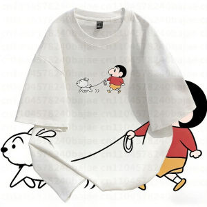 2026 New Summer Crayon Shin Chan Creative Printed Fashion Womens T-shirt Pure Cotton Plus Size Loose Casual Short Sleeve Tops