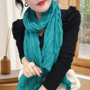 Red Scarf Shoulder Wrap Womens Autumn Winter New Style Versatile Beach Silk Scarf Thin Model Multifunctional Korean Version