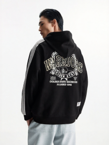Jack Jones | Warriors Stripe Patchwork Loose Hooded Cardigan Sweatshirt