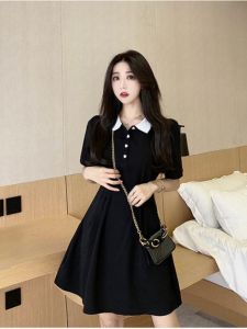 Polo Style Miniature College Dress Womens plus Size Short Skirt Slimming High Waist A-Line Summer New Arrival Polyester Fiber