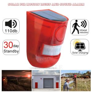 Waterproof Solar Powered Alarm Light Infrared Motion Detection Siren Strobe Animal Deterrence Home Garden Farm Security System