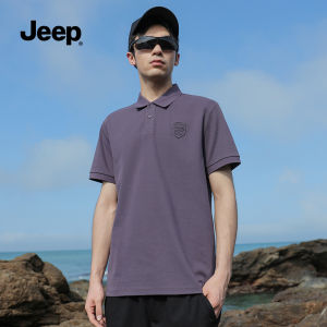 Jeep Mens Loose Breathable Short Sleeve Polo Shirt Summer Fashion Urban Style Cotton Polyester Blend T-Shirt MK