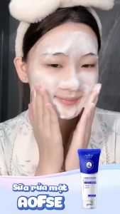 Sữa Rửa Mặt Tạo Bọt Mịn AOFSE 120g Cấp Ẩm Dưỡng Da Trắng Mịn Sữa Rửa Mặt Sạch Sâu Hỗ Trợ Giảm Thâm Se Khít Lỗ Chân Lông