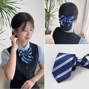Business Blue Bow Tie Set & Air Stewardess Head Flower: A Stylish & Comfortable Neckwear Option