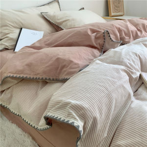 Simple Washed Cotton Bedding Set Student Three-Piece Bed Sheet Pure Cotton Quilt Cover Four-Piece Bedding Ensemble