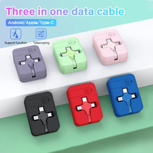 Charger 3 in 1 Retractable Fast Charging Cable with Phone Holder for IP Type-C Micro-USB Original for Android Organizer