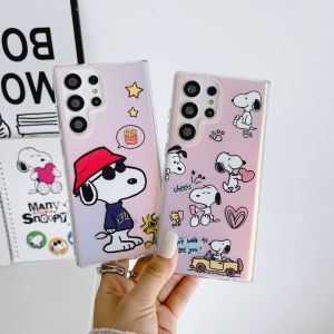 Cute Cartoon Snoopy Shockproof Cases for Samsung S25Ultra S23Ultra S22Ultra S24Ultra Woodstock Phone Case for Galaxy S25 S24 S23 S22 Ultra Plus woodstocksnoopy Phone Cover for S25Plus S24Plus S23Plus Protective Back Shell