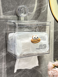 Suction Cup Tissue Box Bathroom Toilet Paper Box Bathroom Paper Extraction Box Roll Paper Storage Rack Punch-Free Waterproof Wall-Mounted