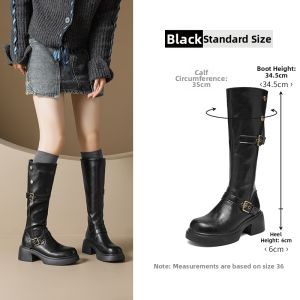 Agsdon | Thick Sole Summer Suitable Knight Pile High Riding Boots