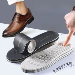 LINGMIAO | Mens Anti-Pain Absorbent Anti-Odor Breathable Leather Gel Insoles